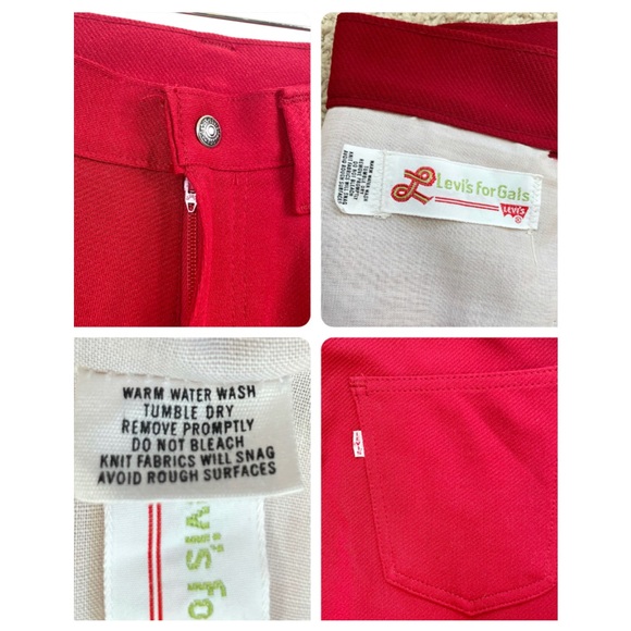 Vintage Levis for Gals Sta-Prest Big E White Tab RARE Retro 60s 70s Flared Pants - Picture 7 of 16